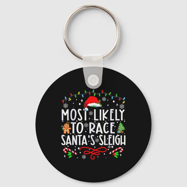 Porte-clés Les Plus Probables De Course Père Noël Sleigh Fami (Recto)