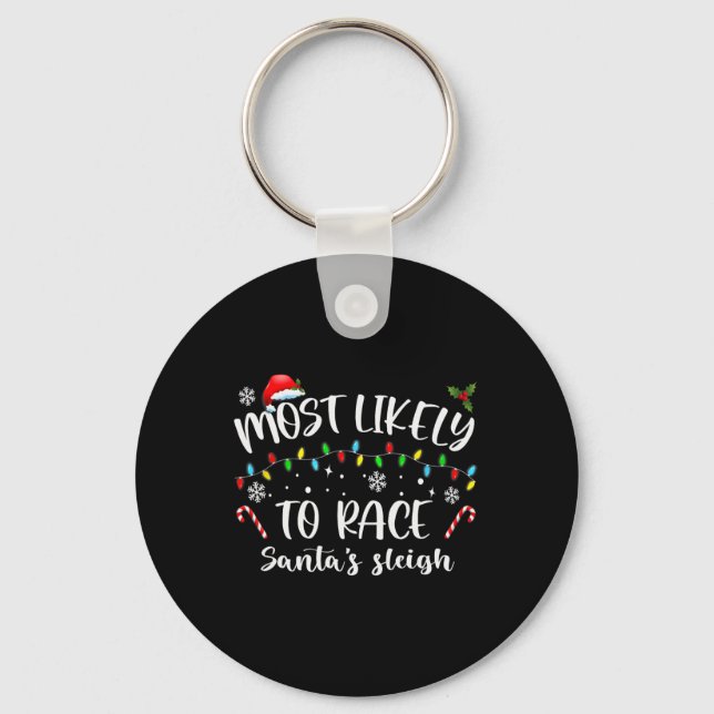 Porte-clés Les Plus Probables De Course Père Noël Sleigh Fami (Recto)