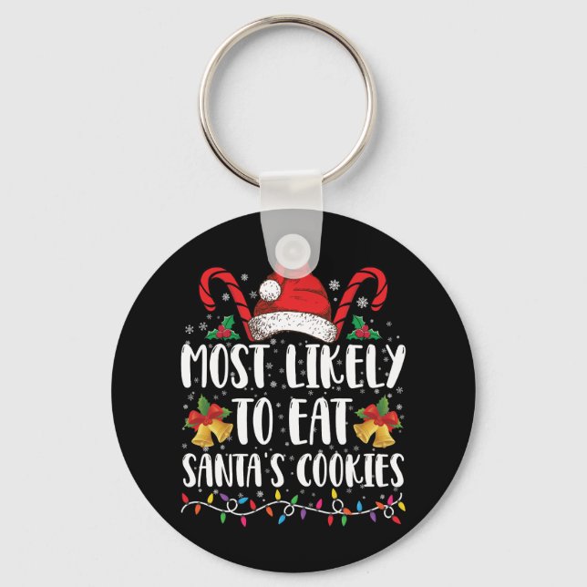 Porte-clés Les Plus Susceptibles De Manger Père Noël Cookies  (Recto)