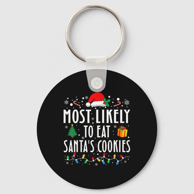 Porte-clés Les Plus Susceptibles De Manger Père Noël Cookies  (Recto)