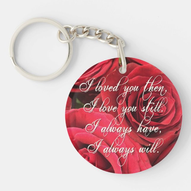 Porte-clés Les roses rouges romantiques je vous ai aimés (Devant)