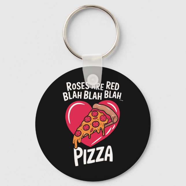 Porte-clés Les roses sont rouges, blah pizza Saint-Valentin a (Recto)