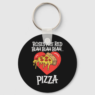 Porte-clés Les roses sont rouges, blah pizza Saint-Valentin a