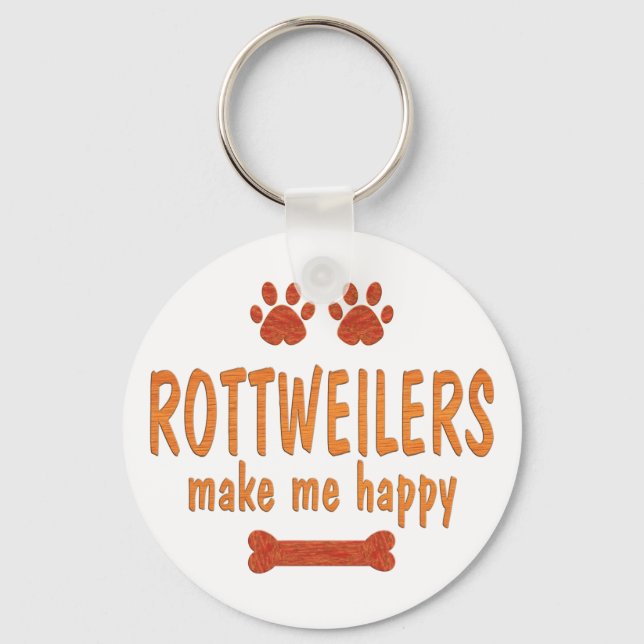 Porte-clés Les Rottweilers me rendent heureux (Recto)