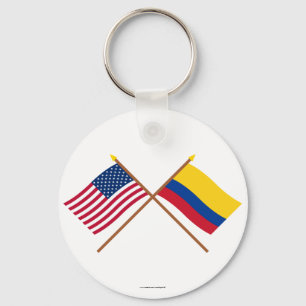 Porte-clés Les USA et drapeaux croisés par Colombie