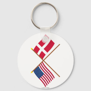 Porte-clés Les USA et drapeaux croisés par Danemark