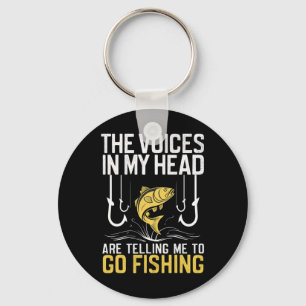 Porte-clés Les voix dans ma tête me disent d'aller pêcher