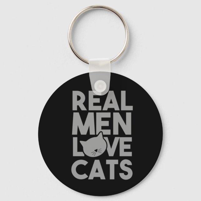 Porte-clés Les vrais hommes aiment les chats (Recto)
