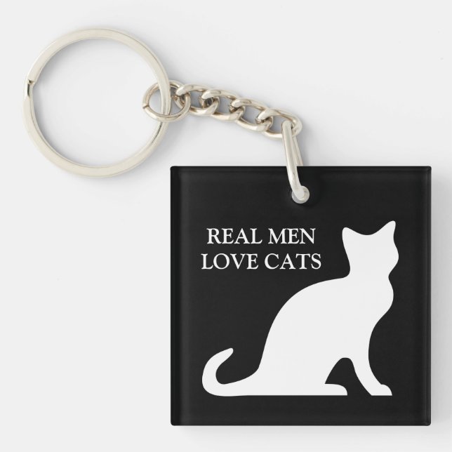 Porte-clés les vrais hommes aiment les chats (Devant)