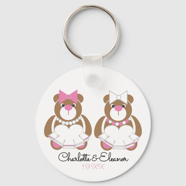 Porte-clés Lesbienne Mariage Teddy Bear Brides (Recto)