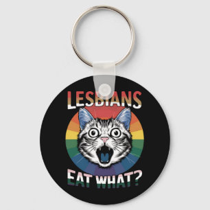 Porte-clés Lesbiennes mangent quoi humour de chat drapeau de