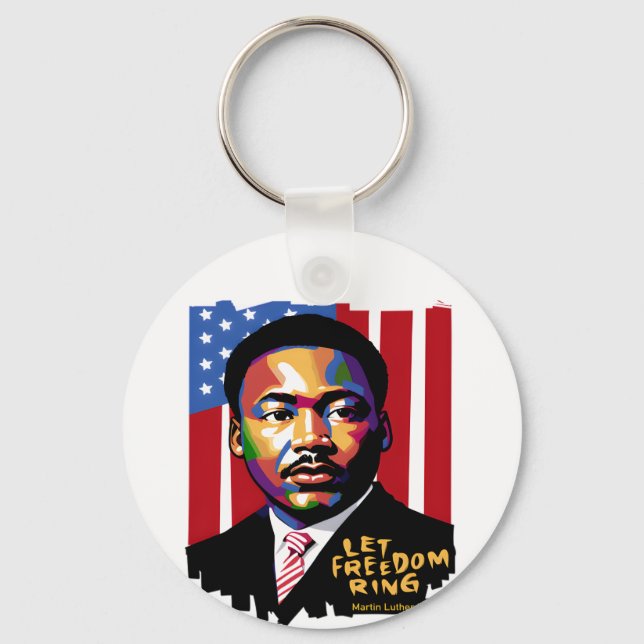 Porte-clés Let Freedom Ring, Citation de MLK, Histoire des No (Recto)