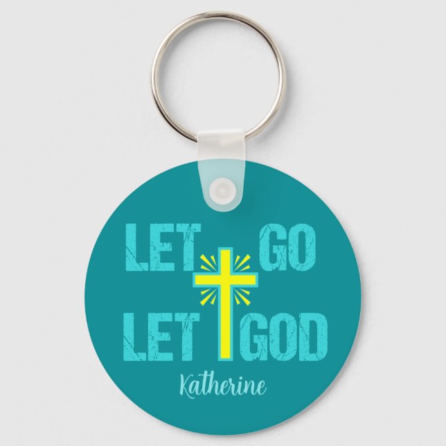 Porte-clés Let Go Let God Cute Christian Cross (Recto)