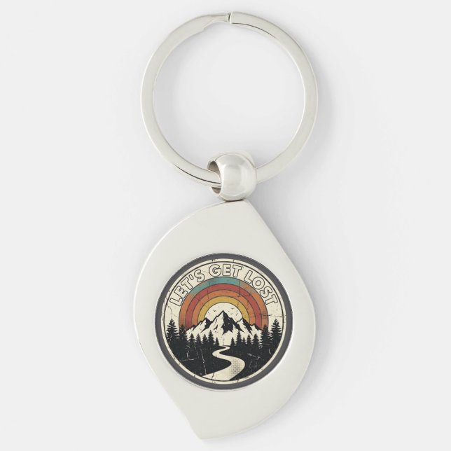 Porte-clés Let’s Get Lost Retro Mountain Adventure Outdoor (Devant)