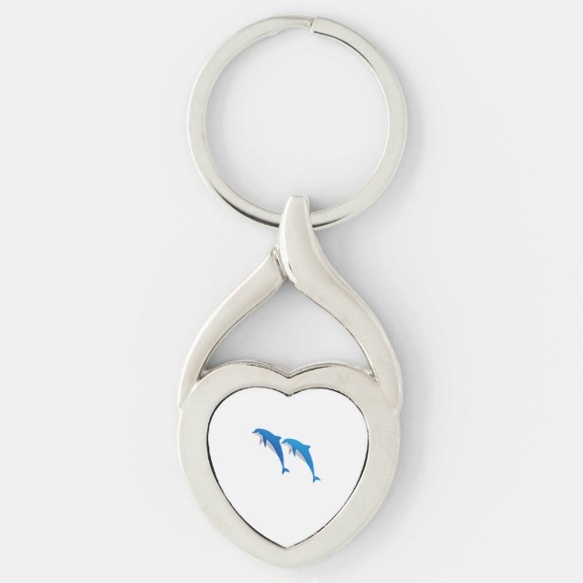 PORTE-CLÉS L'ÉTÉ, DES DOLPHINS GRIS ET BLEU FUNNY (Devant)