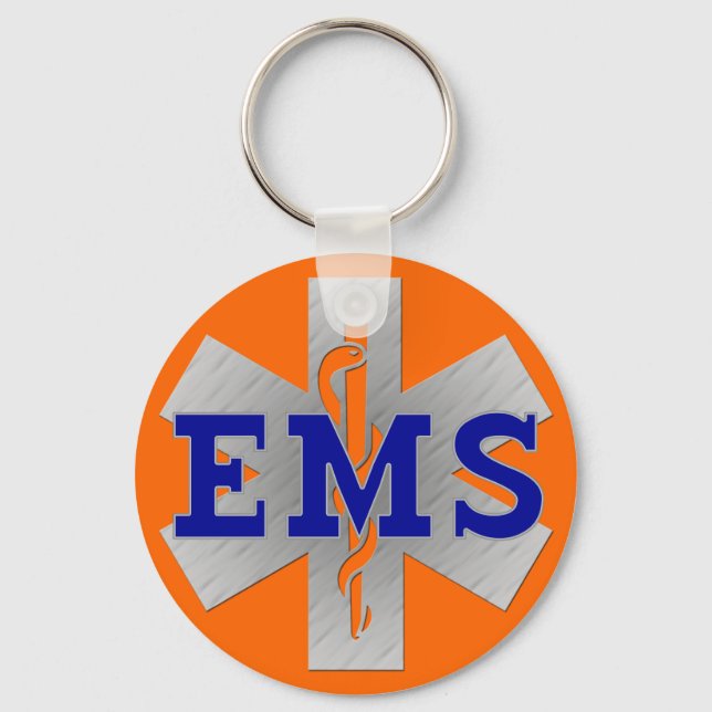 Porte-clés L'étoile d'argent de la vie avec un EMS bleu (Recto)