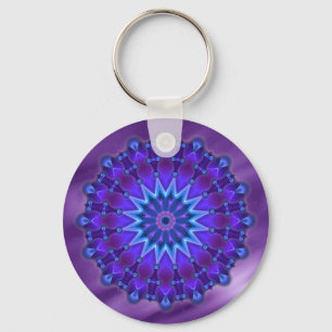 Porte-clés L'étoile Mandala en bleu vagues de lila
