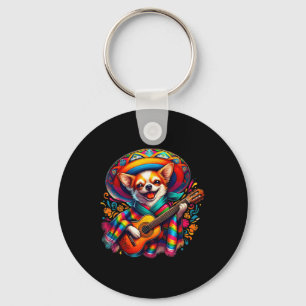Porte-clés Lets Fiesta Cute Chihuahua Jouer Guitare Cinco De
