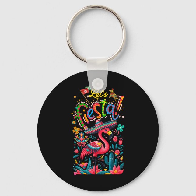 Porte-clés Lets Fiesta Flamant rose Rose Mexicain Cinco De Ma (Recto)