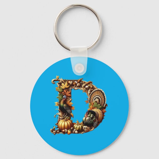 Porte-clés Letter D Thanksgiving style gift  (Recto)