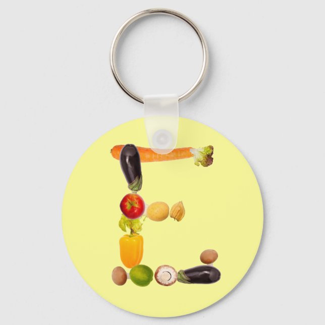 Porte-clés letter "E" of fruits and vegetables (Recto)