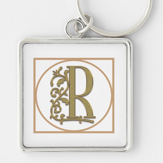 Porte-clés LETTER R MONOGRAM Beautiful Wedding New Home Gift (Devant)
