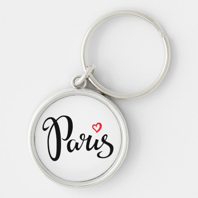 Porte-clés Lettrage de brosse de Paris avec le coeur (Devant)