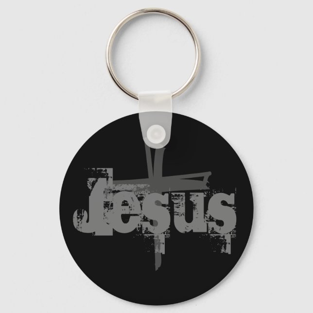 Porte-clés lettrage JESUS amusant + CROSS | (Recto)