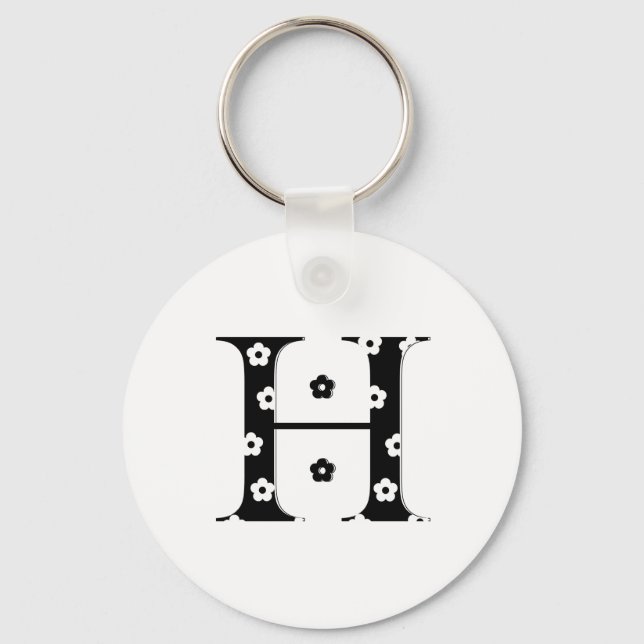 Porte-clés lettre à motifs floraux H (Recto)