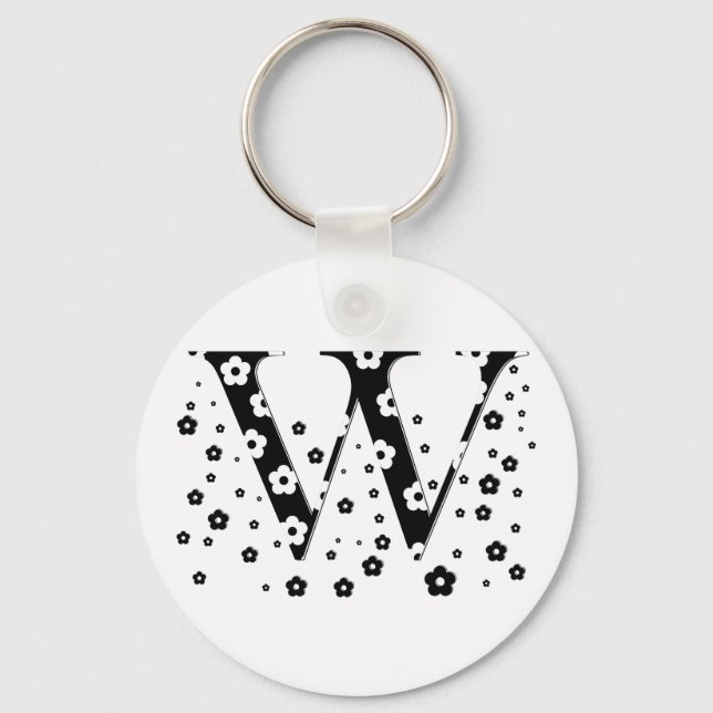 Porte-clés lettre à motifs floraux W (Recto)
