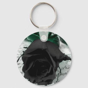 Porte-clés Lettre abstraite de rose de noir de fleur