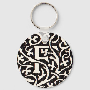 Porte-clés Lettre Art Nouveau F Monogramme Vintage