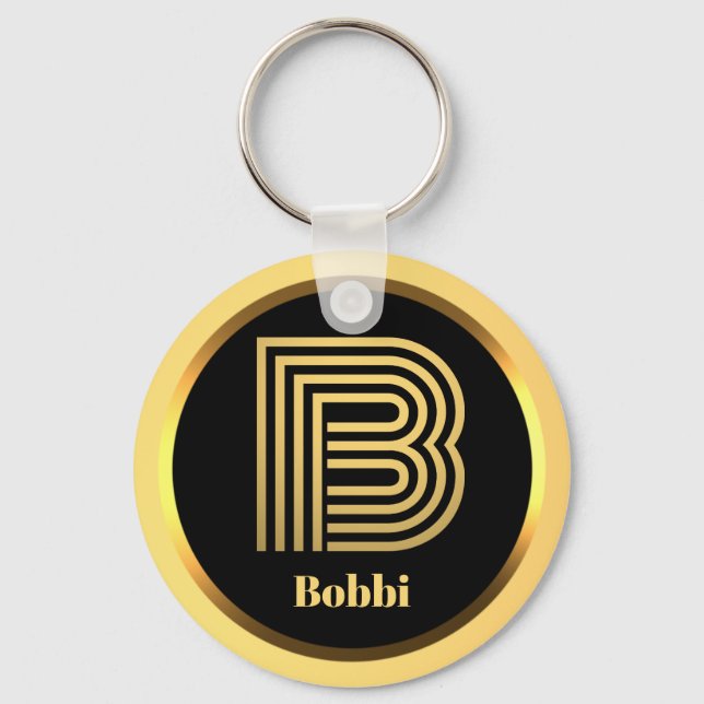 Porte-clés Lettre B or monogramme Personnalisée (Recto)