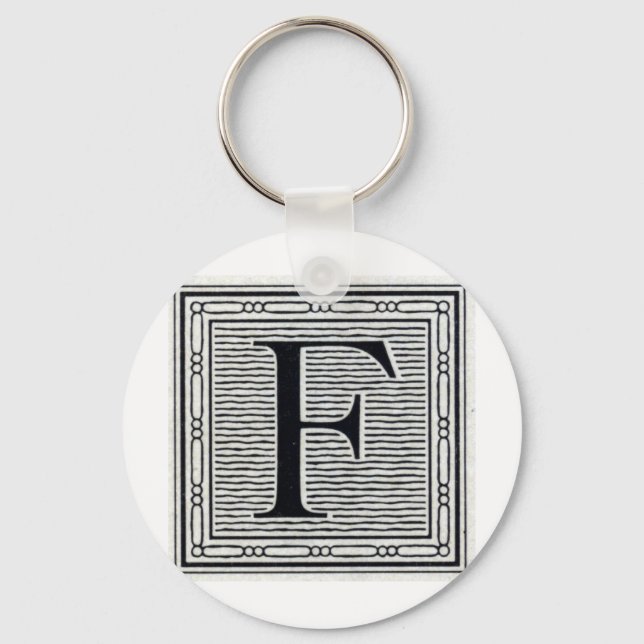 Porte-clés Lettre bloc "F" Woodblock Inital (Recto)