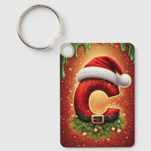 Porte-clés Lettre C Monogramme Décoration Festive de Noël