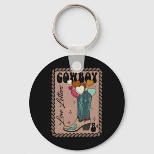 Porte-clés Lettre d'amour de cowboy, Saint-Valentin rétro, Ho
