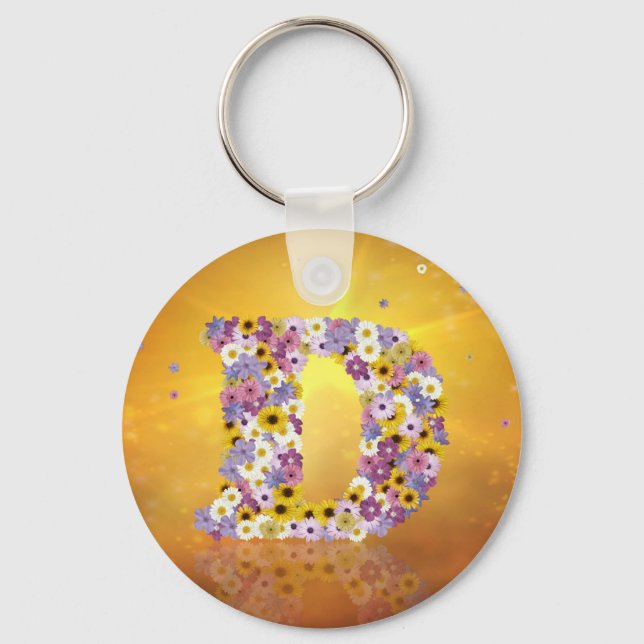 Porte-clés Lettre de fleurs D (Recto)