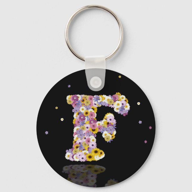 Porte-clés Lettre de fleurs F (Recto)