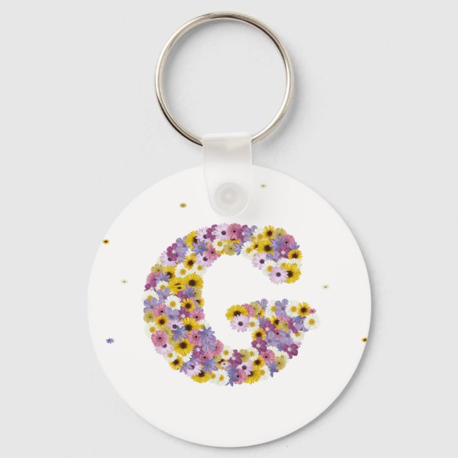 Porte-clés Lettre de fleurs G (Recto)