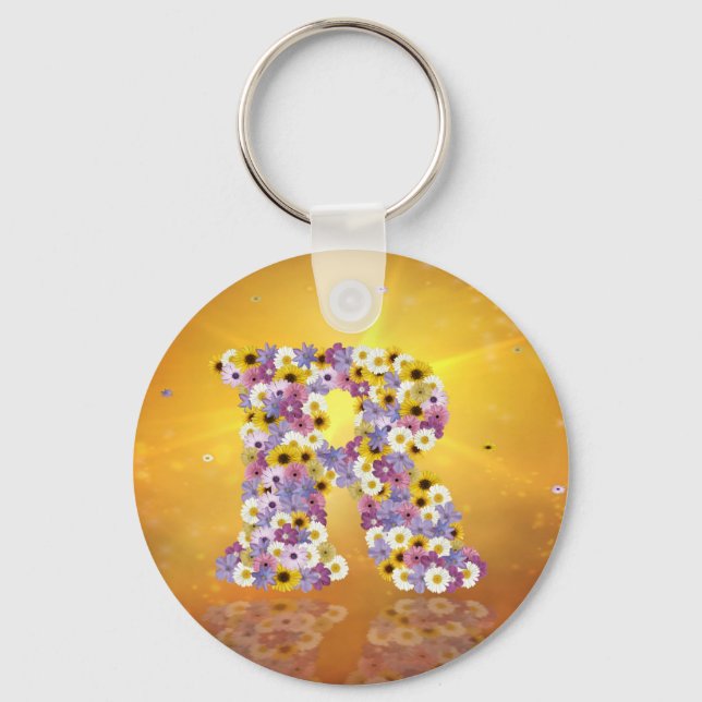 Porte-clés Lettre de fleurs R (Recto)