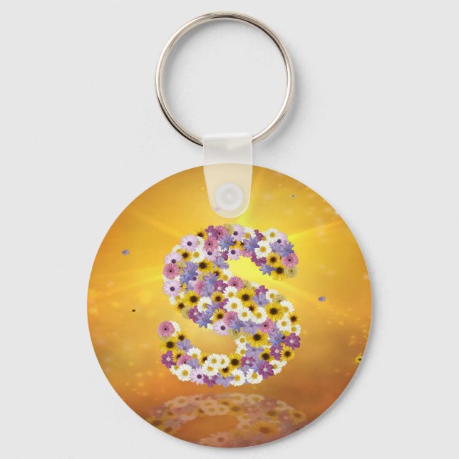 Porte-clés Lettre de fleurs S (Recto)