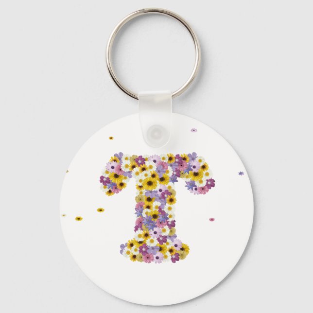 Porte-clés Lettre de fleurs T (Recto)