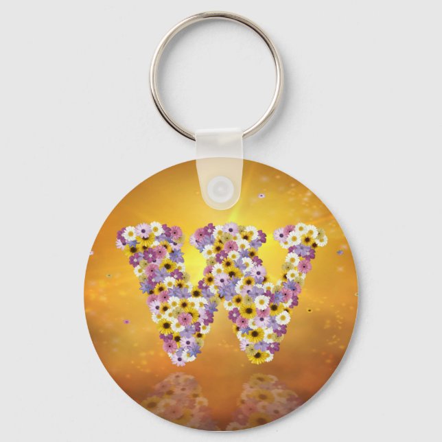 Porte-clés Lettre de fleurs W (Recto)