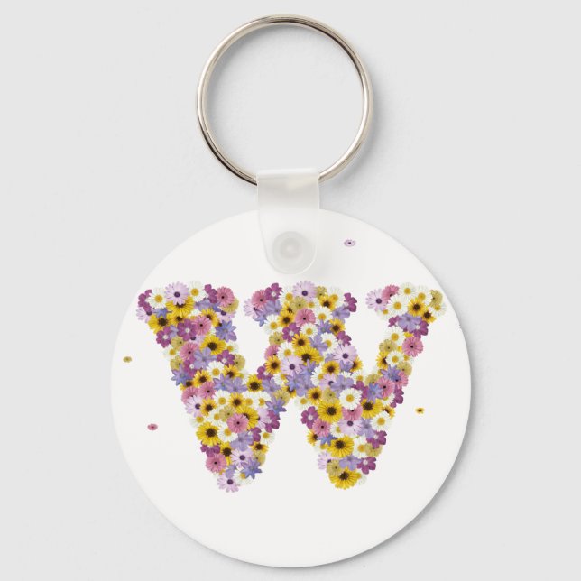 Porte-clés Lettre de fleurs W (Recto)