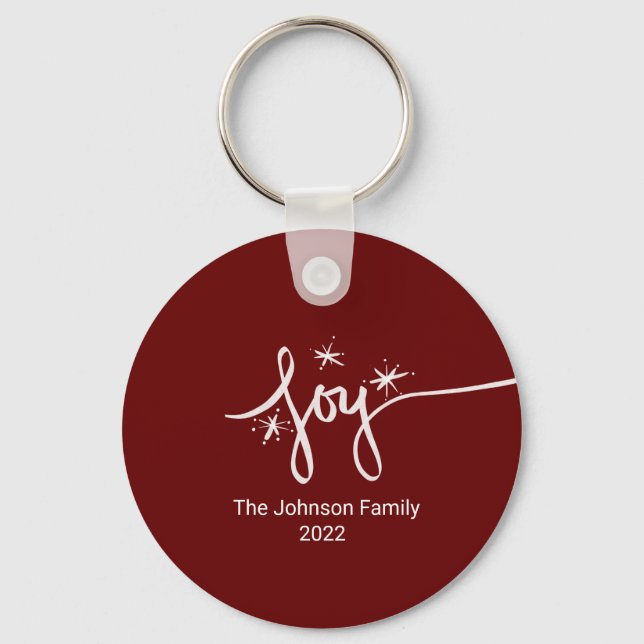 Porte-clés Lettre de Joie de Noël Dessinée à la Main Flocon d (Recto)