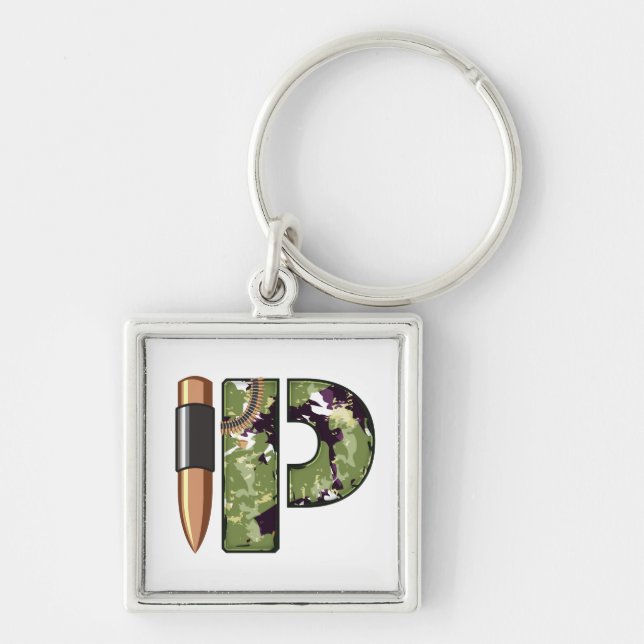 Porte-clés Lettre de style militaire de P (Devant)
