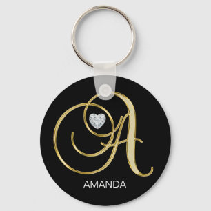 Porte-clés Lettre décorée d'un monogramme personnalisée