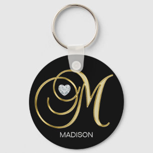Porte-clés Lettre décorée d'un monogramme personnalisée
