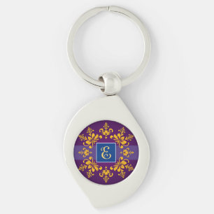 Porte-clés Lettre E baroque dorée élégante