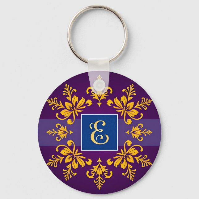 Porte-clés Lettre E dorée élégante baroque (Recto)